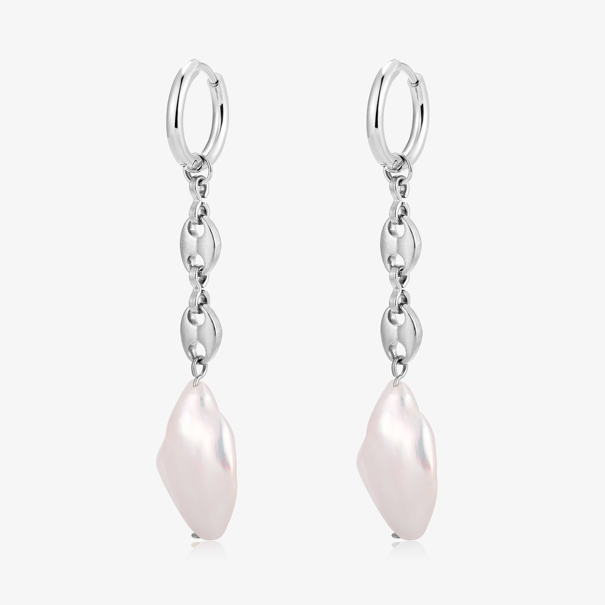 Big Size Keshi Pearl Hoop Style Earrings