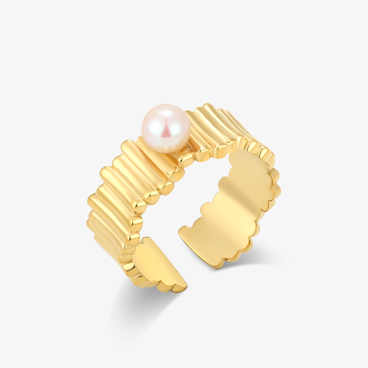 Wave Ring With Japanese Akoya Seawater pearl