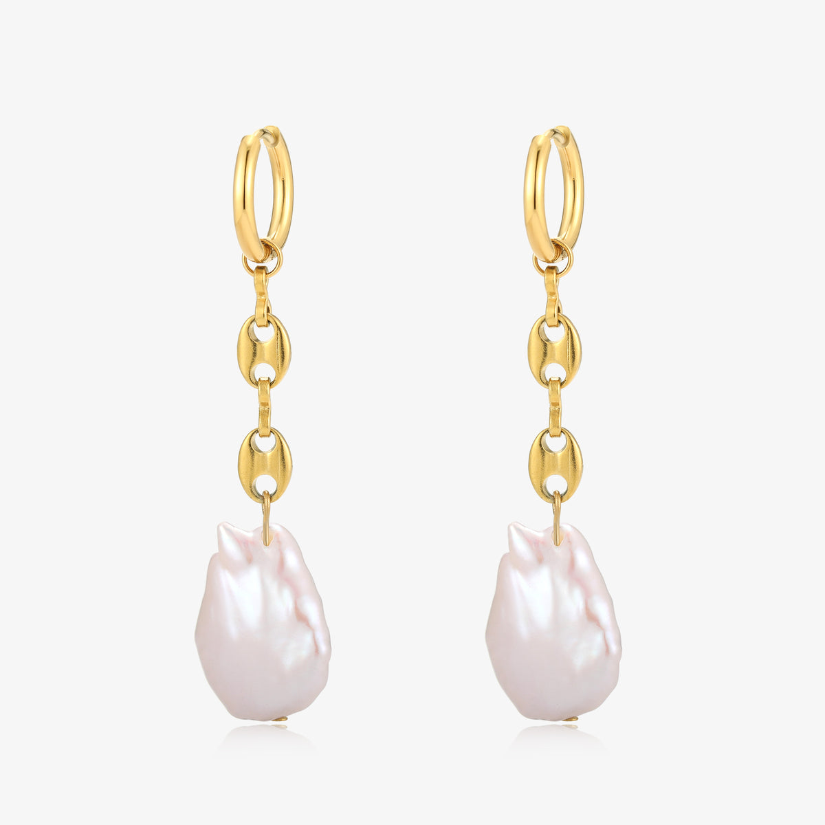 Big Size Keshi Pearl Hoop Style Earrings