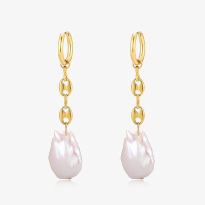 Big Size Keshi Pearl Hoop Style Earrings