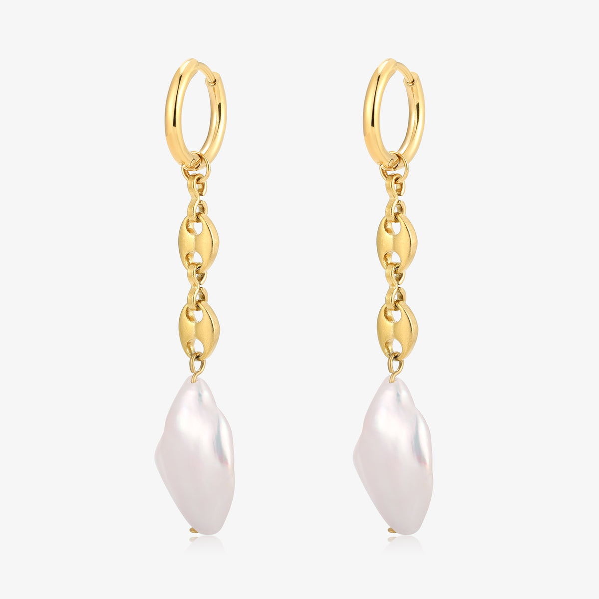 Big Size Keshi Pearl Hoop Style Earrings