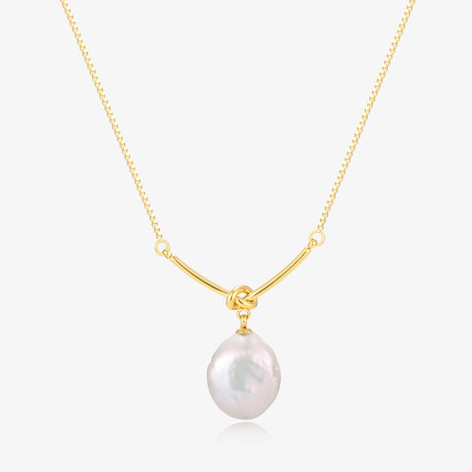 Elegant Simple Knot Design Pearl Necklace