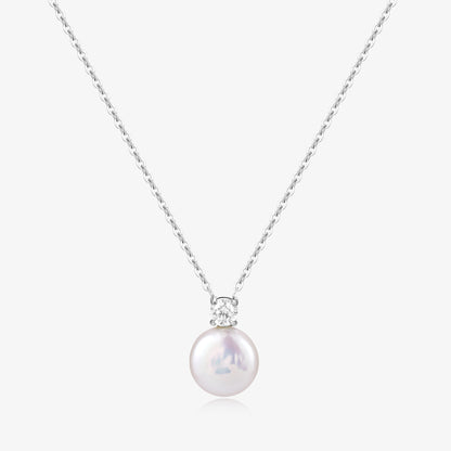 Elegant Simple One Zircon Design Pearl Necklace