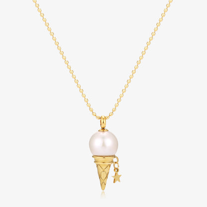 Fun Baroque Pearl Ice Cream Design Necklace