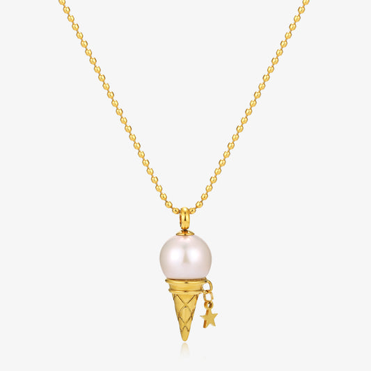 Fun Baroque Pearl Ice Cream Design Necklace