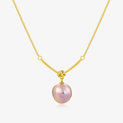 Elegant Simple Knot Design Pearl Necklace