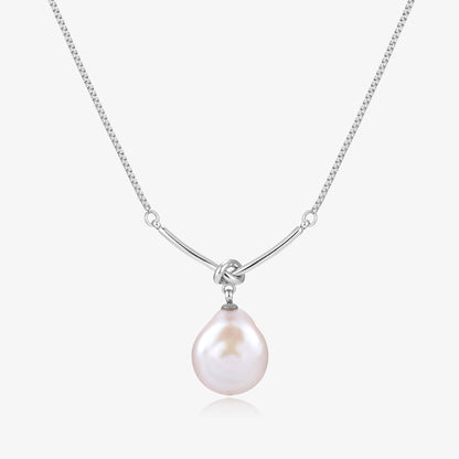 Elegant Simple Knot Design Pearl Necklace