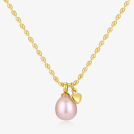 Dangle Heart And Rice Shape Fresh Water Pearl Necklace
