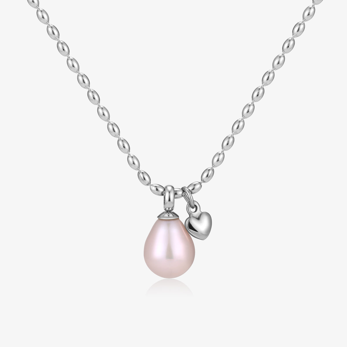 Dangle Heart And Rice Shape Fresh Water Pearl Necklace