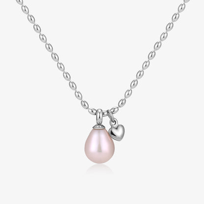 Dangle Heart And Rice Shape Fresh Water Pearl Necklace