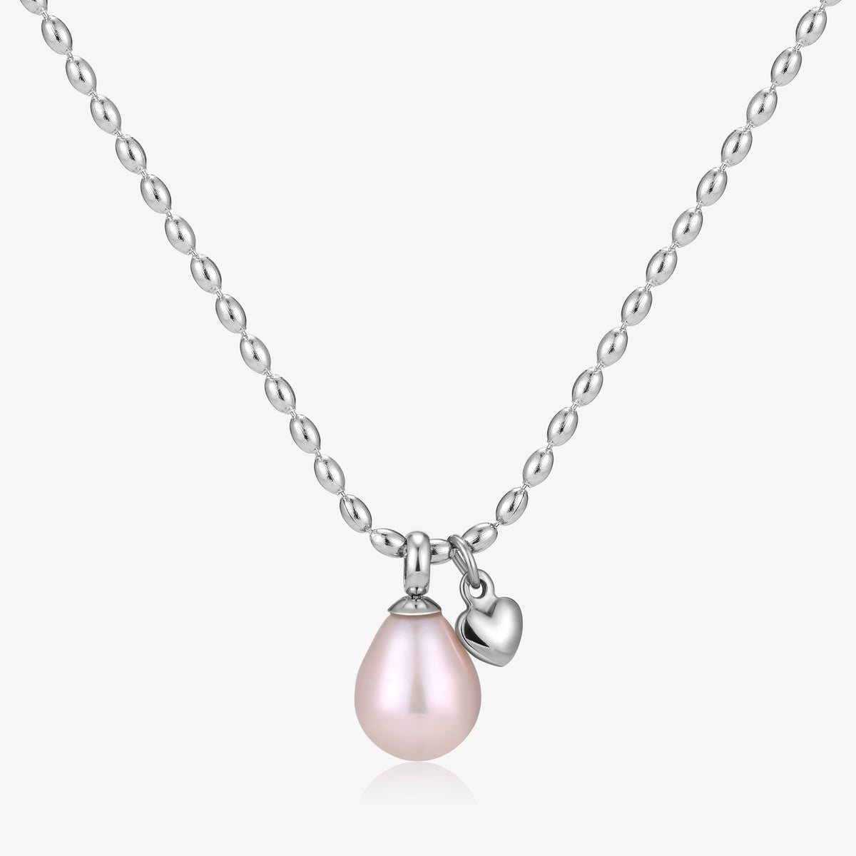Dangle Heart And Rice Shape Fresh Water Pearl Necklace