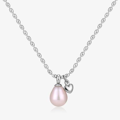 Dangle Heart And Rice Shape Fresh Water Pearl Necklace