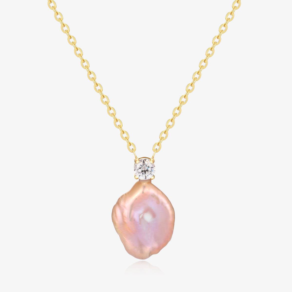Elegant Simple One Zircon Design Pearl Necklace
