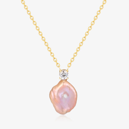 Elegant Simple One Zircon Design Pearl Necklace