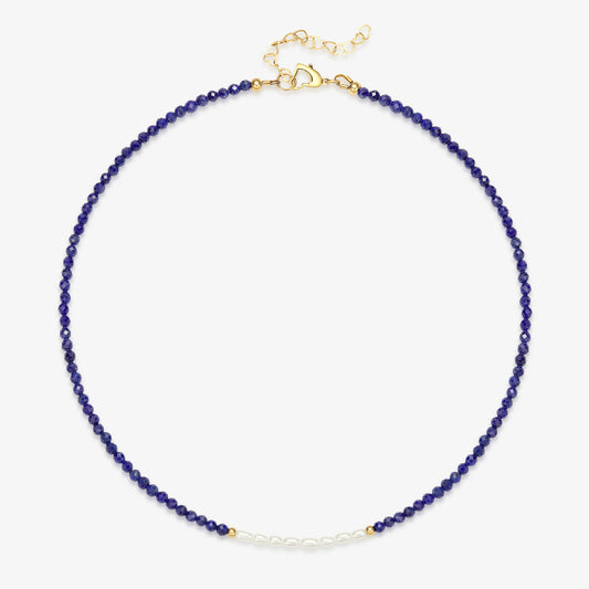 Natural Lapis & Fresh Water Pearl Necklace