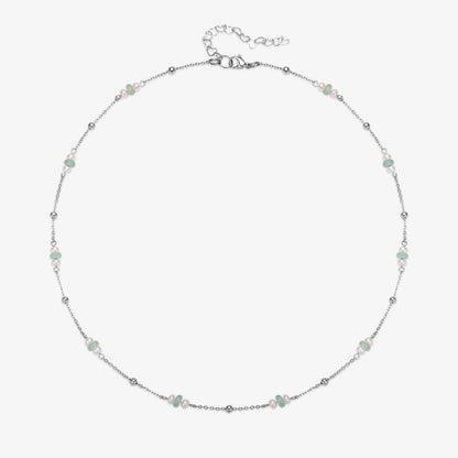 Stationary Design Fresh Water Pearl & Jade Necklace