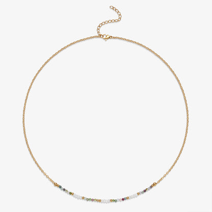 Ellie Rainbow Tourmaline and Fresh Water Pearl Necklace