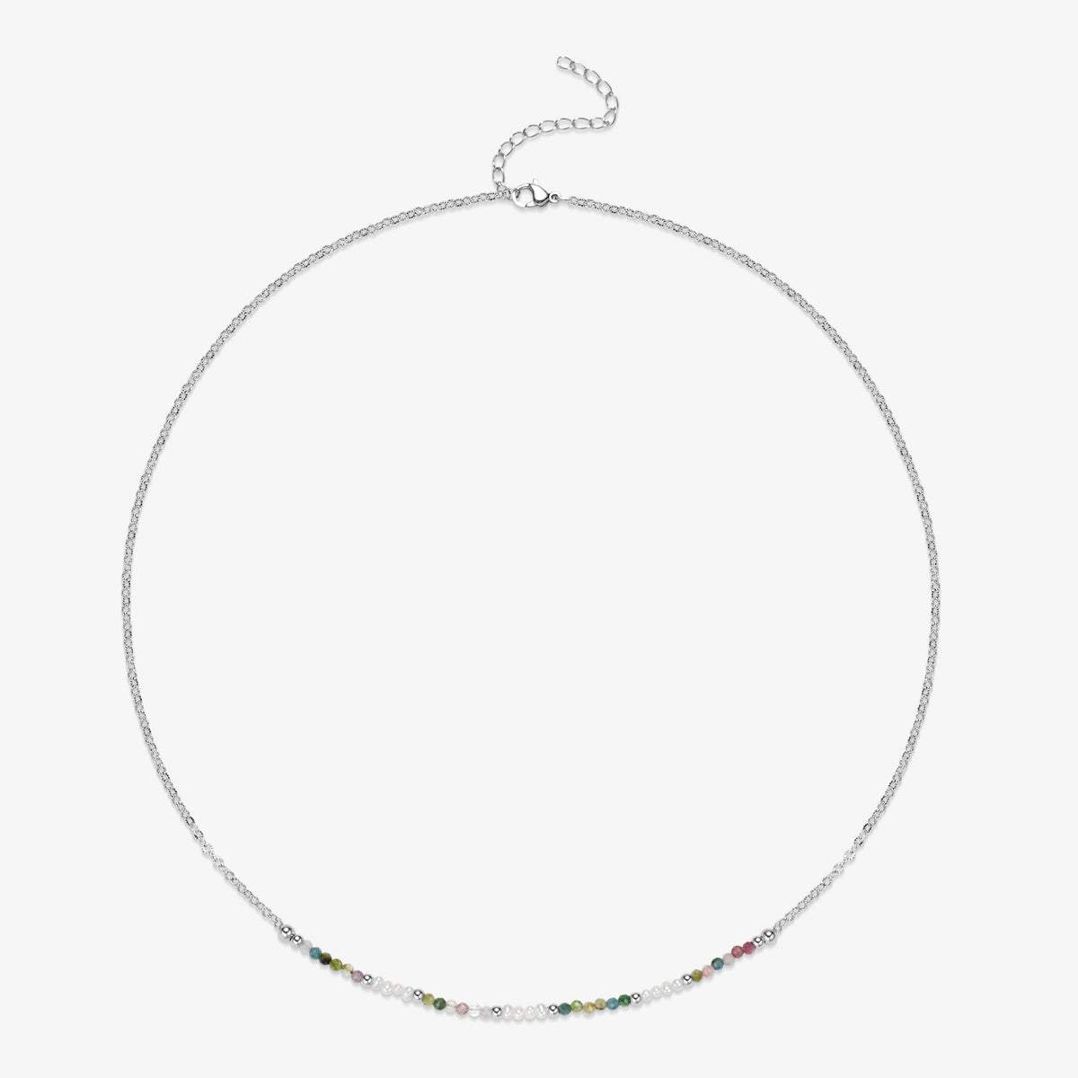Ellie Rainbow Tourmaline and Fresh Water Pearl Necklace