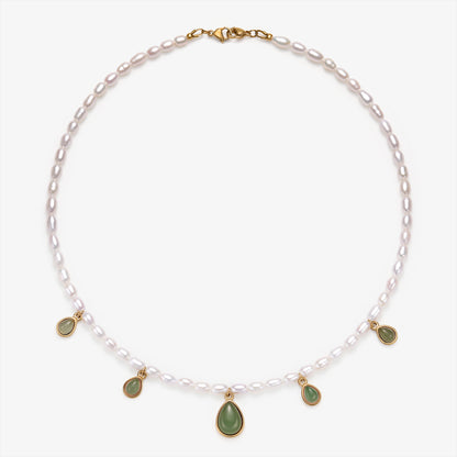 Fresh Water Pearl Necklace With Charm Pendants