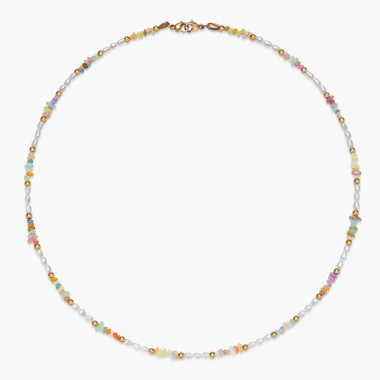 Multi-color Opal & Fresh Water Pearl Necklace