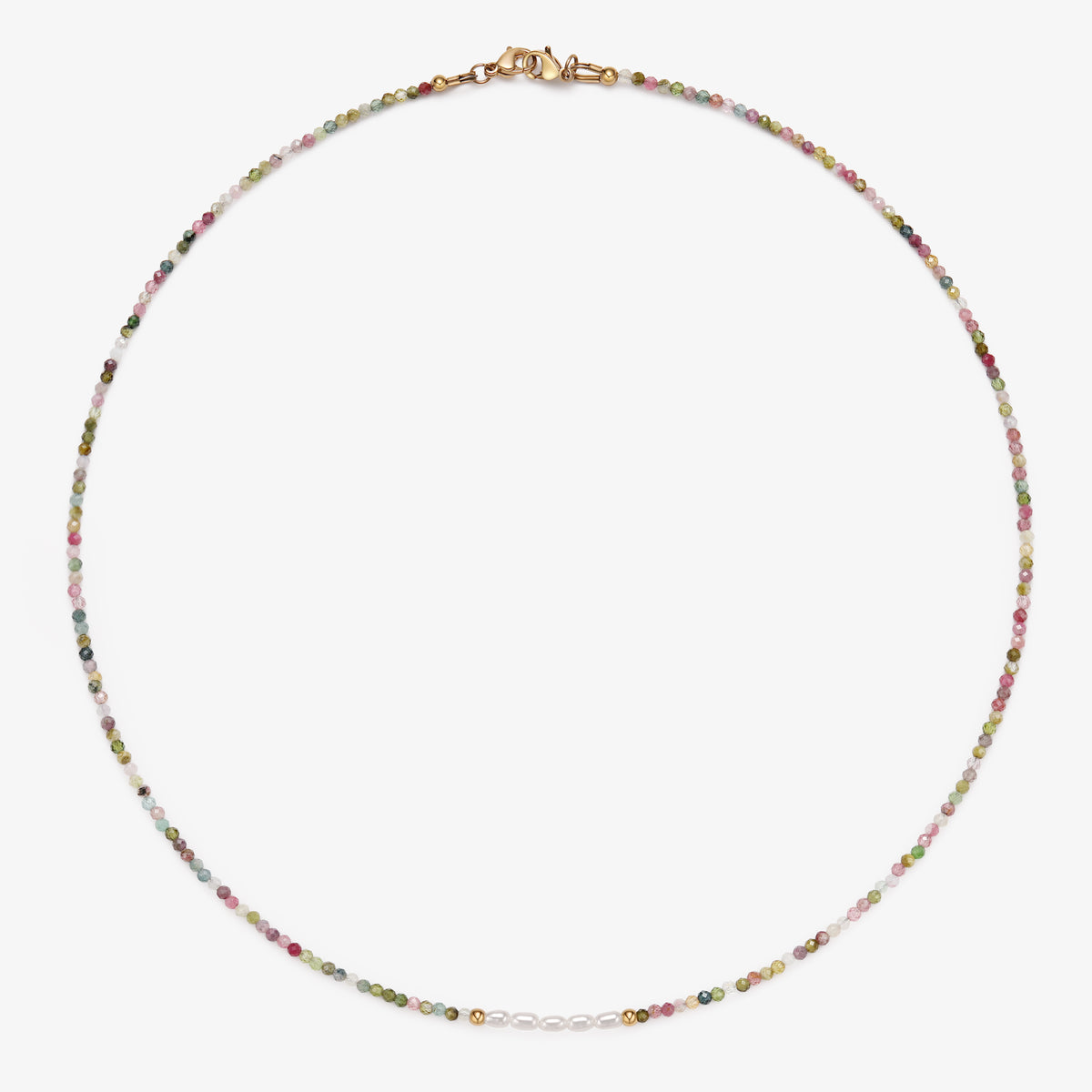 Multi-color Tourmaline & Fresh Water Pearl Necklace