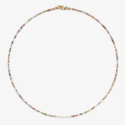 Multi-color Tourmaline & Fresh Water Pearl Necklace