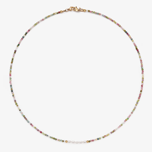 Multi-color Tourmaline & Fresh Water Pearl Necklace
