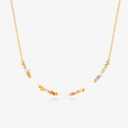 Ellie Rainbow Opal and Fresh Water Pearl Necklace