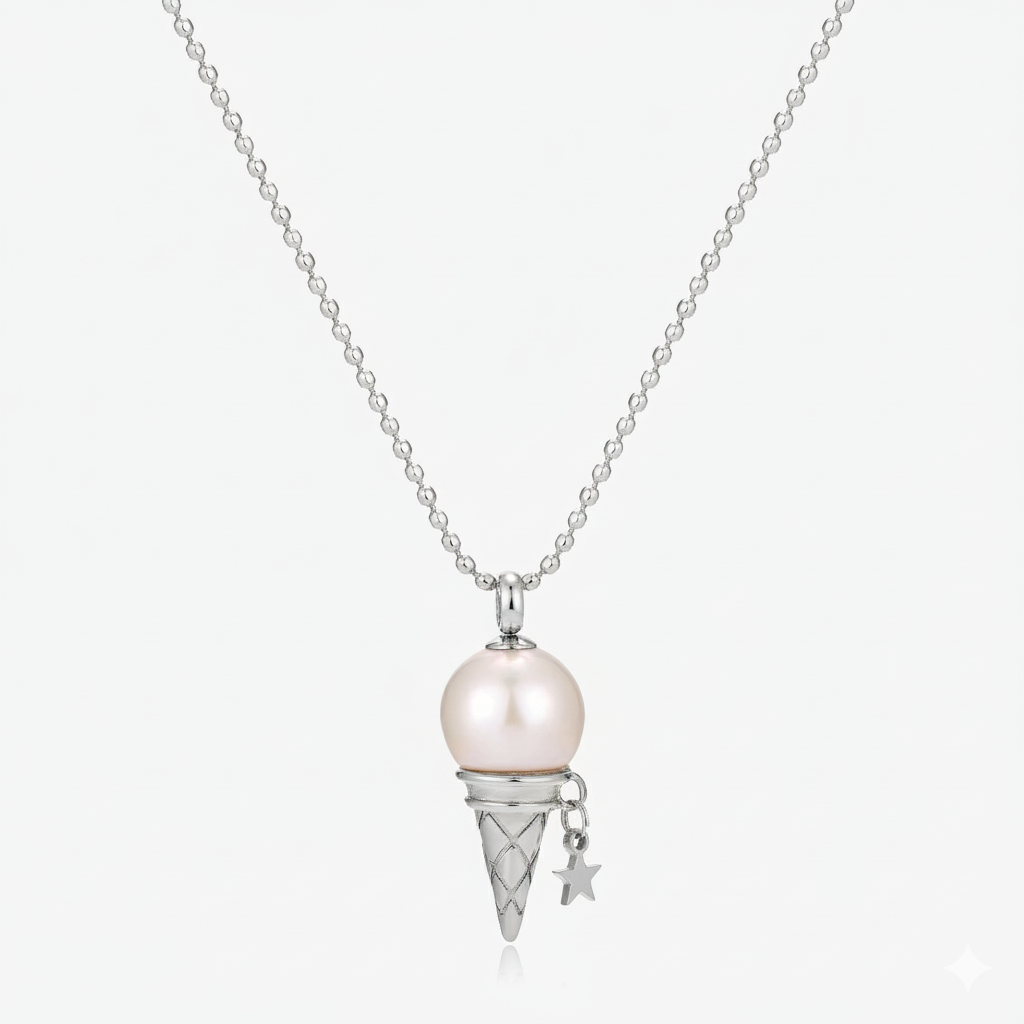 Fun Baroque Pearl Ice Cream Design Necklace