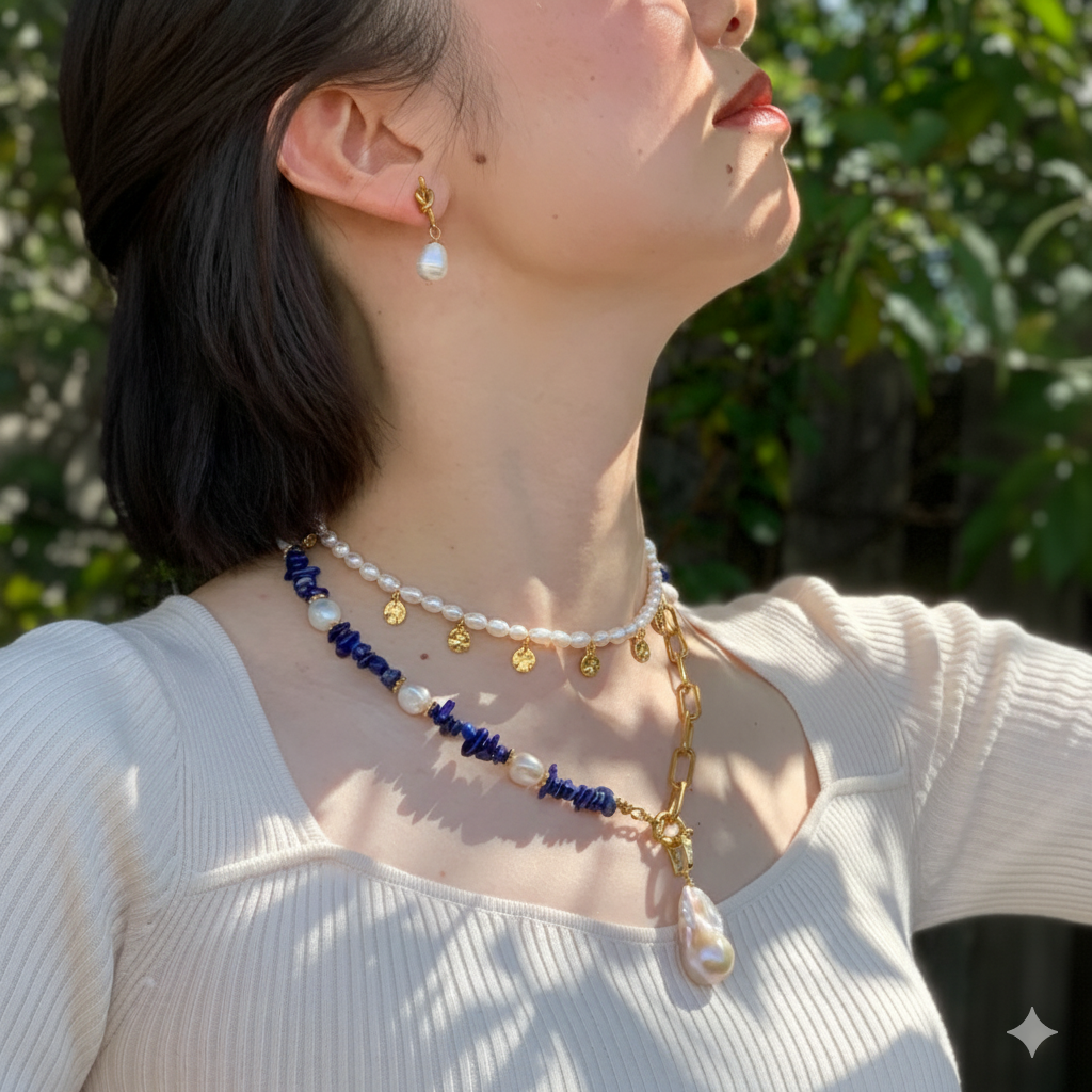 Camila Fresh Water Pearl Necklace With Charms