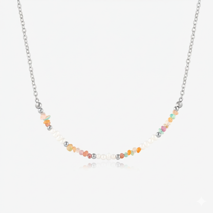 Ellie Rainbow Opal and Fresh Water Pearl Necklace
