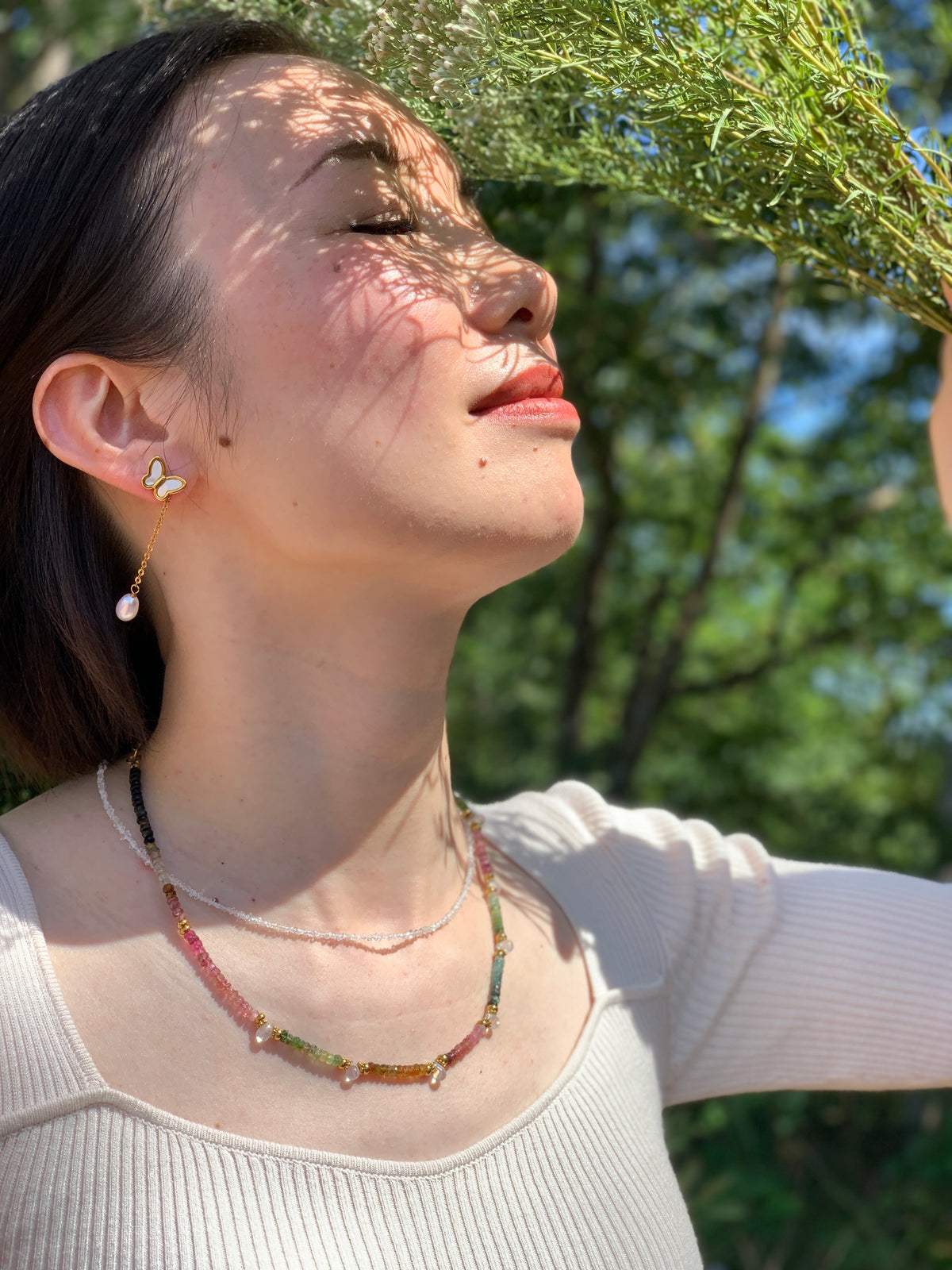 Luna Rainbow Tourmaline and Moonstone Necklace